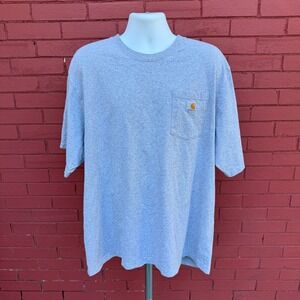Carhartt Mens 2XL Loose Fit Gray Pocket T Shirt Cotton Built to Serve